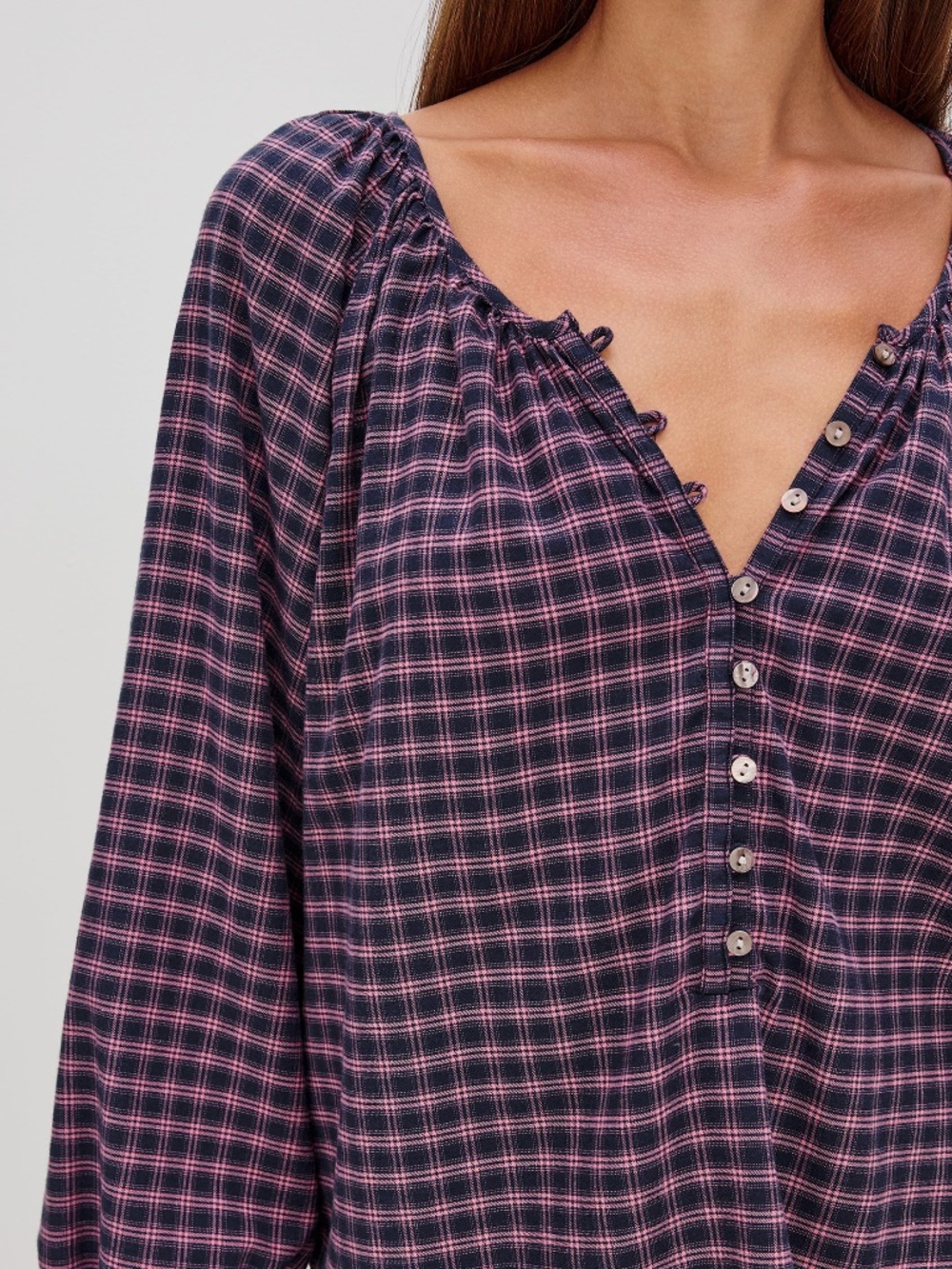 Rails Checked Button-Front Indi Top - Picture 3 of 9